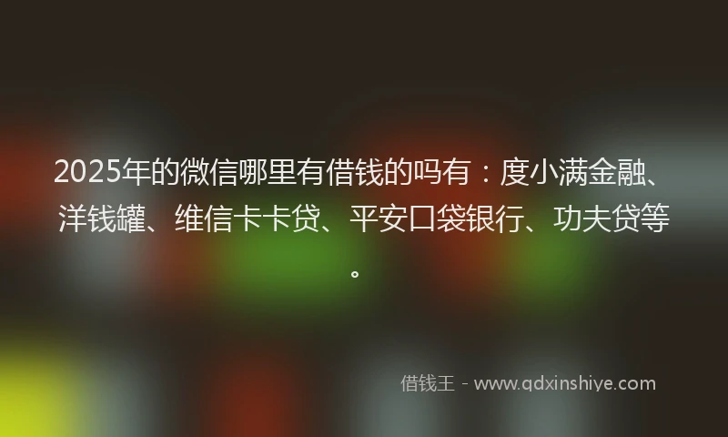 2025年的微信哪里有借钱的吗有：度小满金融、洋钱罐、维信卡卡贷、平安口袋银行、功夫贷等。
