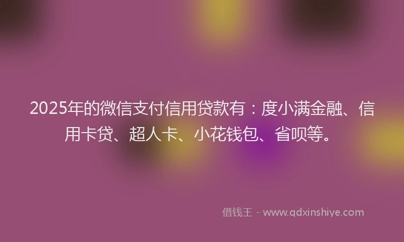2025年的微信支付信用贷款有：度小满金融、信用卡贷、超人卡、小花钱包、省呗等。