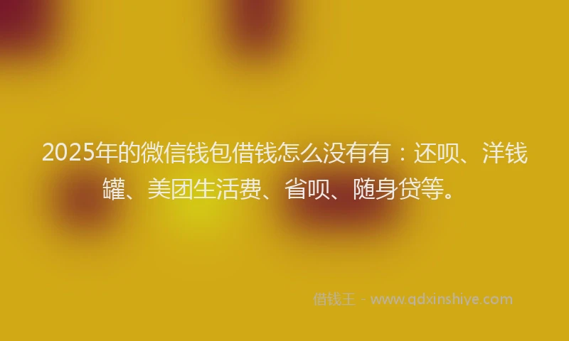 2025年的微信钱包借钱怎么没有有：还呗、洋钱罐、美团生活费、省呗、随身贷等。