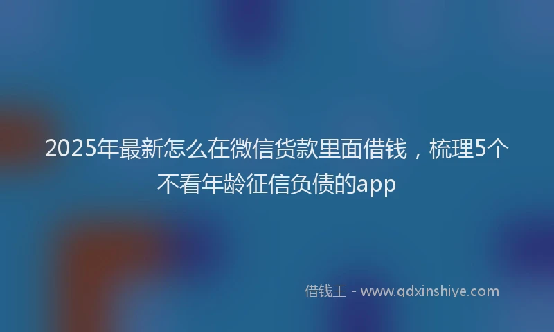 2025年最新怎么在微信货款里面借钱，梳理5个不看年龄征信负债的app