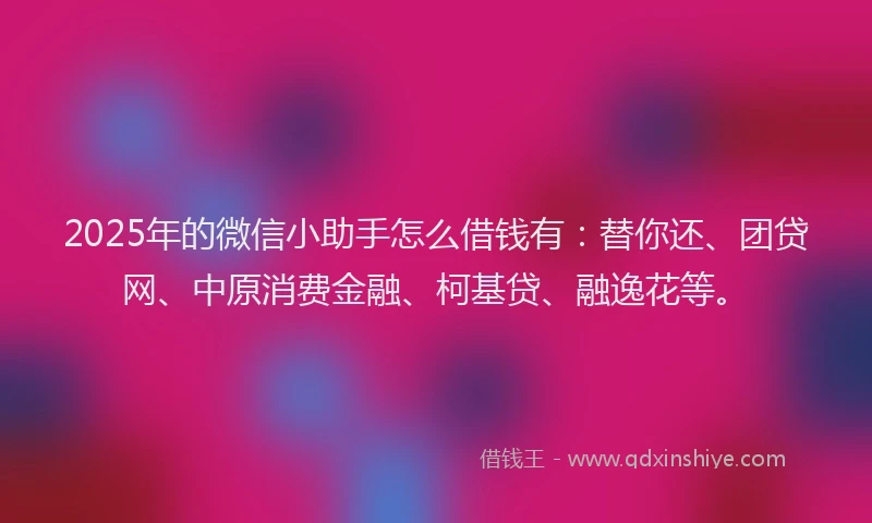 2025年的微信小助手怎么借钱有：替你还、团贷网、中原消费金融、柯基贷、融逸花等。