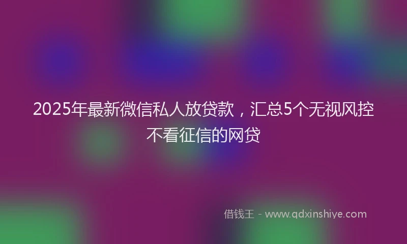 2025年最新微信私人放贷款，汇总5个无视风控不看征信的网贷