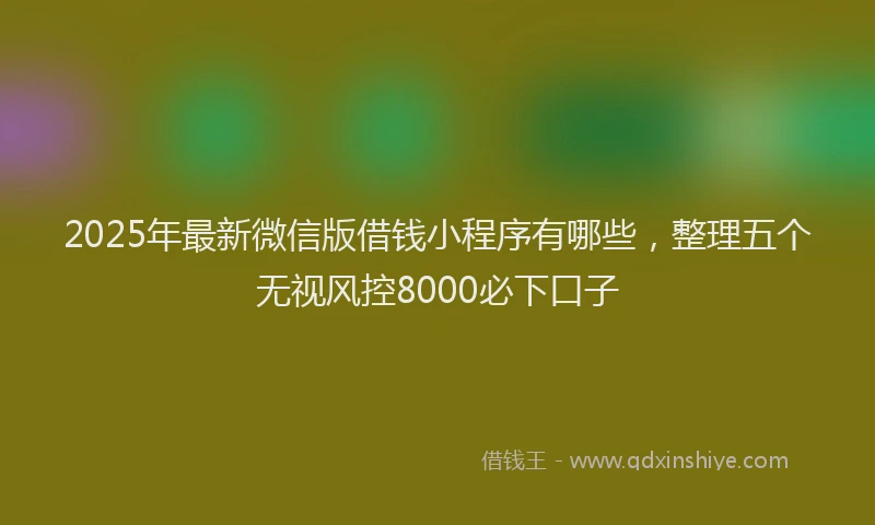 2025年最新微信版借钱小程序有哪些，整理五个无视风控8000必下口子