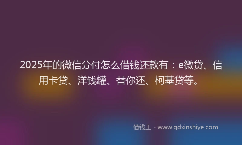 2025年的微信分付怎么借钱还款有：e微贷、信用卡贷、洋钱罐、替你还、柯基贷等。