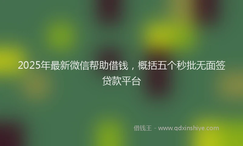 2025年最新微信帮助借钱，概括五个秒批无面签贷款平台
