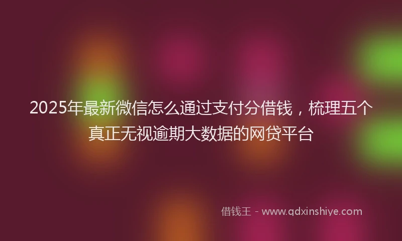 2025年最新微信怎么通过支付分借钱，梳理五个真正无视逾期大数据的网贷平台