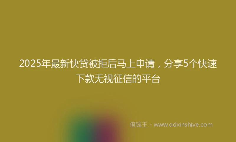 2025年最新快贷被拒后马上申请，分享5个快速下款无视征信的平台