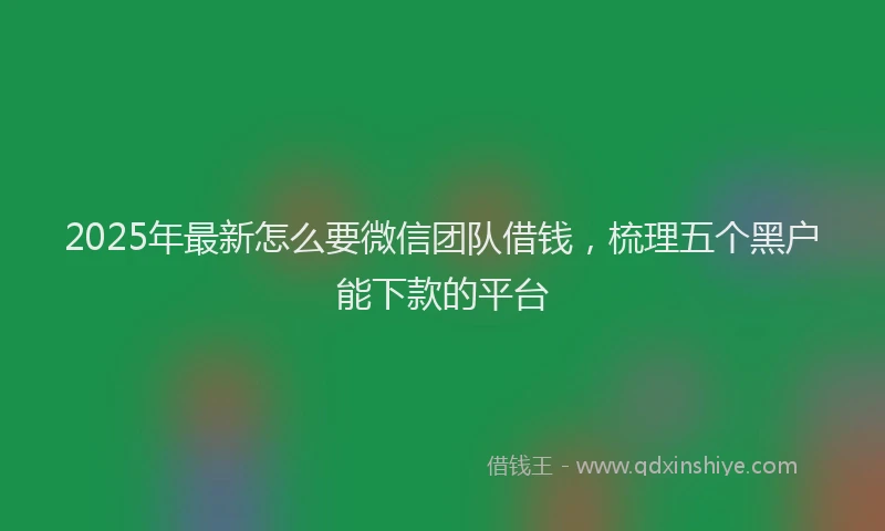 2025年最新怎么要微信团队借钱，梳理五个黑户能下款的平台