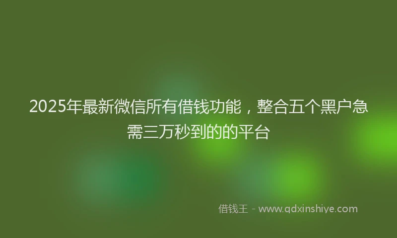 2025年最新微信所有借钱功能，整合五个黑户急需三万秒到的的平台