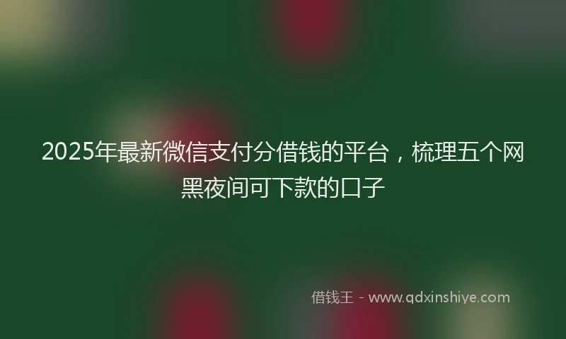 2025年最新微信支付分借钱的平台，梳理五个网黑夜间可下款的口子
