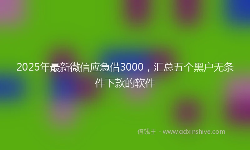 2025年最新微信应急借3000，汇总五个黑户无条件下款的软件