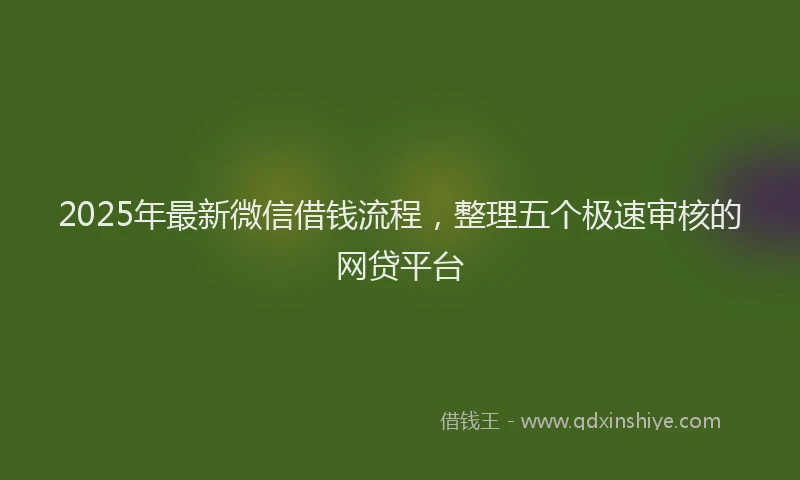 2025年最新微信借钱流程，整理五个极速审核的网贷平台