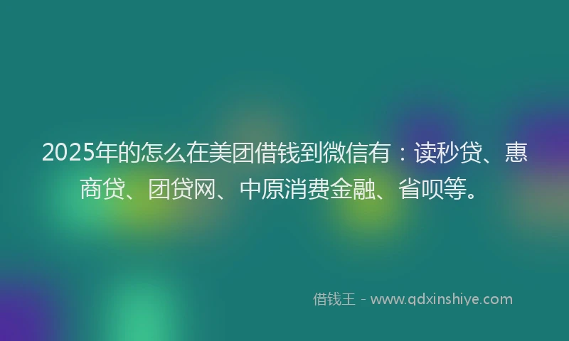 2025年的怎么在美团借钱到微信有：读秒贷、惠商贷、团贷网、中原消费金融、省呗等。