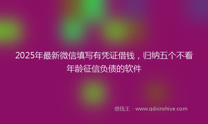 2025年最新微信填写有凭证借钱，归纳五个不看年龄征信负债的软件