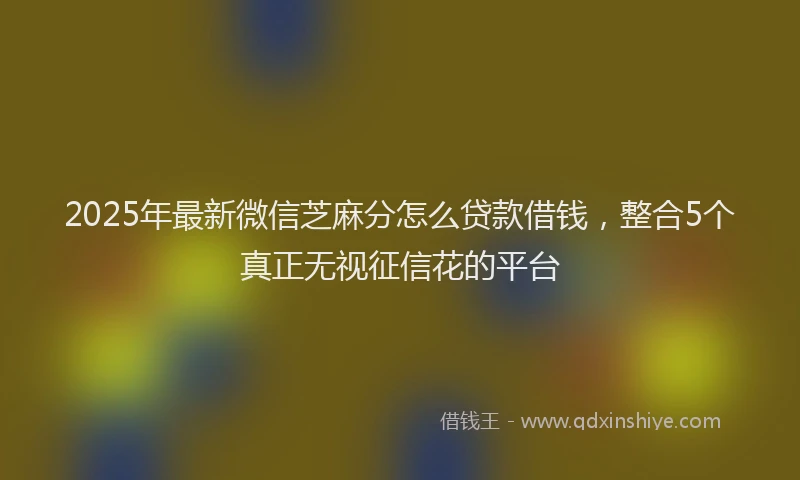 2025年最新微信芝麻分怎么贷款借钱，整合5个真正无视征信花的平台