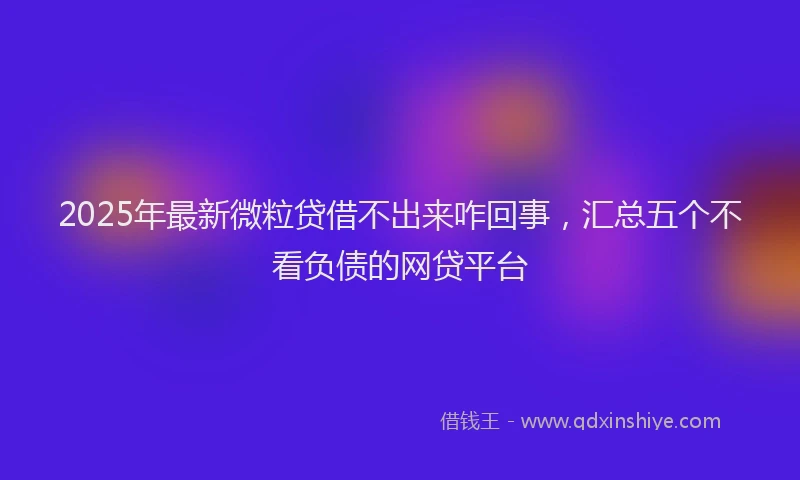 2025年最新微粒贷借不出来咋回事，汇总五个不看负债的网贷平台