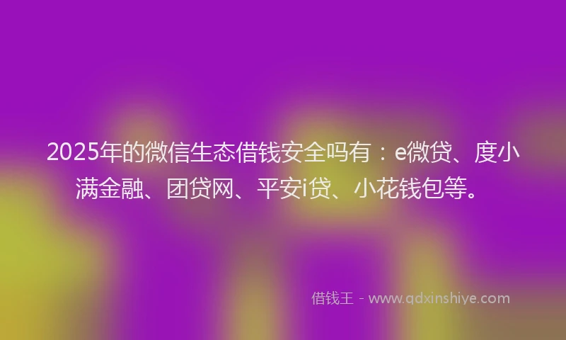 2025年的微信生态借钱安全吗有：e微贷、度小满金融、团贷网、平安i贷、小花钱包等。