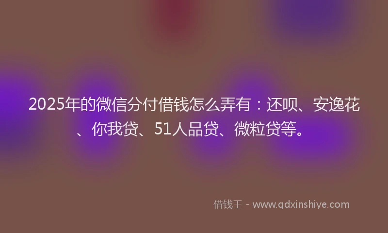 2025年的微信分付借钱怎么弄有：还呗、安逸花、你我贷、51人品贷、微粒贷等。