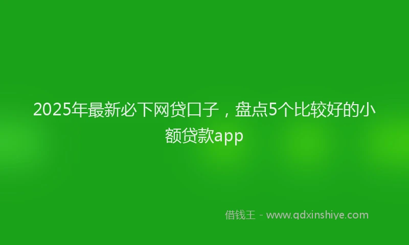 2025年最新必下网贷口子，盘点5个比较好的小额贷款app
