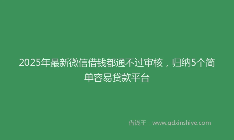 2025年最新微信借钱都通不过审核，归纳5个简单容易贷款平台