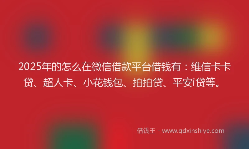 2025年的怎么在微信借款平台借钱有：维信卡卡贷、超人卡、小花钱包、拍拍贷、平安i贷等。