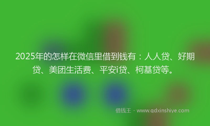 2025年的怎样在微信里借到钱有：人人贷、好期贷、美团生活费、平安i贷、柯基贷等。
