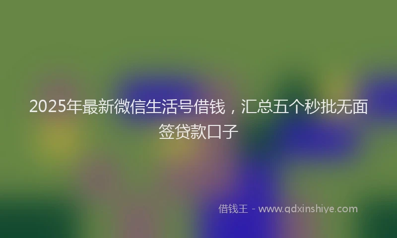 2025年最新微信生活号借钱，汇总五个秒批无面签贷款口子