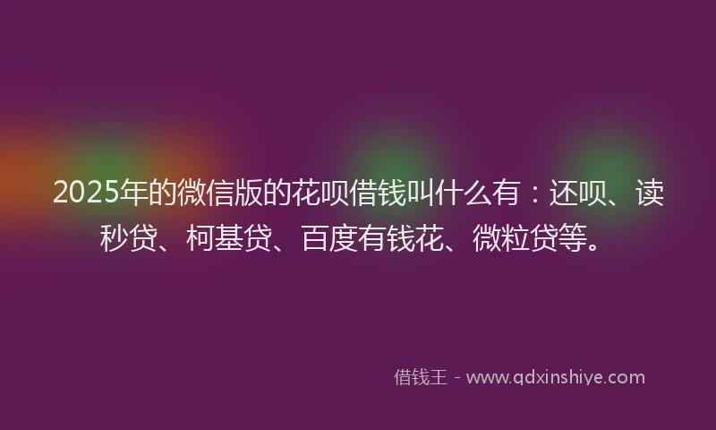 2025年的微信版的花呗借钱叫什么有：还呗、读秒贷、柯基贷、百度有钱花、微粒贷等。