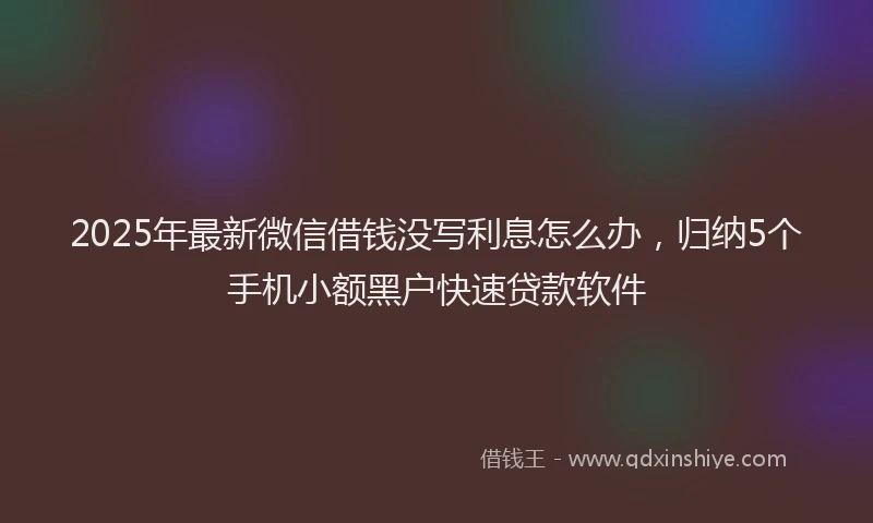 2025年最新微信借钱没写利息怎么办，归纳5个手机小额黑户快速贷款软件