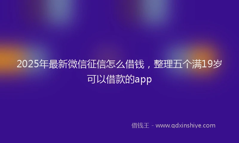 2025年最新微信征信怎么借钱，整理五个满19岁可以借款的app