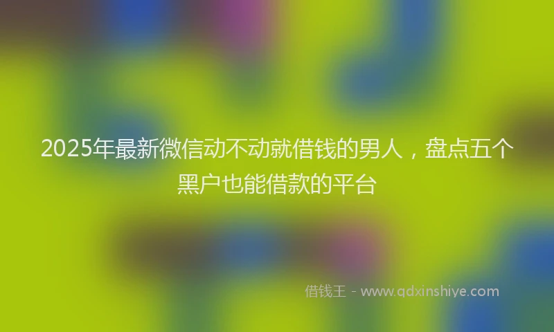 2025年最新微信动不动就借钱的男人，盘点五个黑户也能借款的平台