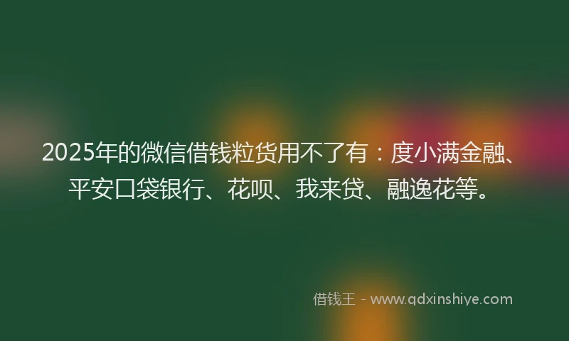 2025年的微信借钱粒货用不了有：度小满金融、平安口袋银行、花呗、我来贷、融逸花等。