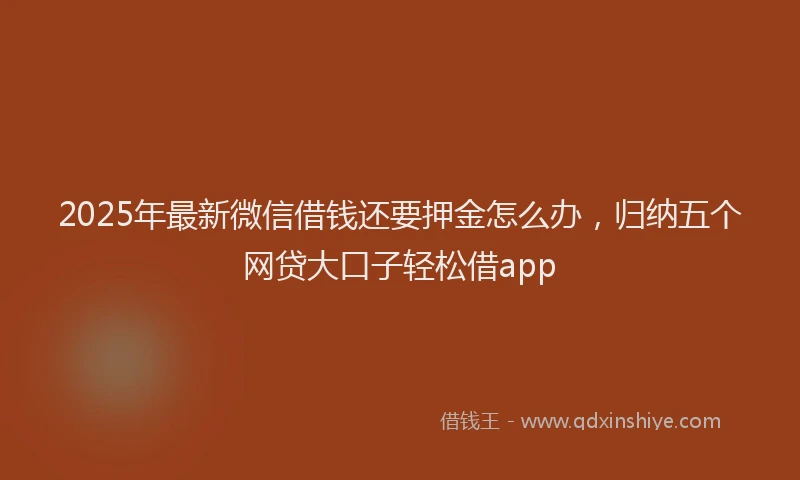 2025年最新微信借钱还要押金怎么办，归纳五个网贷大口子轻松借app