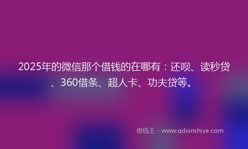 2025年的微信那个借钱的在哪有：还呗、读秒贷、360借条、超人卡、功夫贷等。