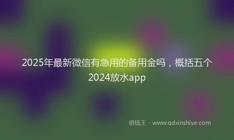2025年最新微信有急用的备用金吗，概括五个2024放水app