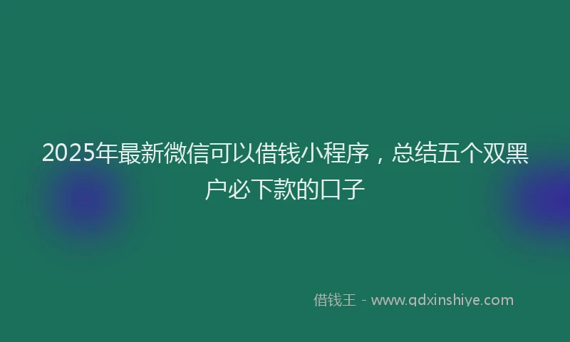 2025年最新微信可以借钱小程序，总结五个双黑户必下款的口子