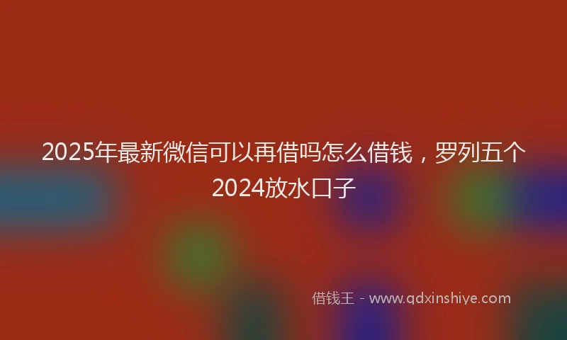2025年最新微信可以再借吗怎么借钱，罗列五个2024放水口子
