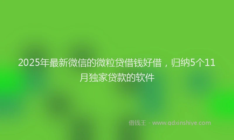 2025年最新微信的微粒贷借钱好借，归纳5个11月独家贷款的软件