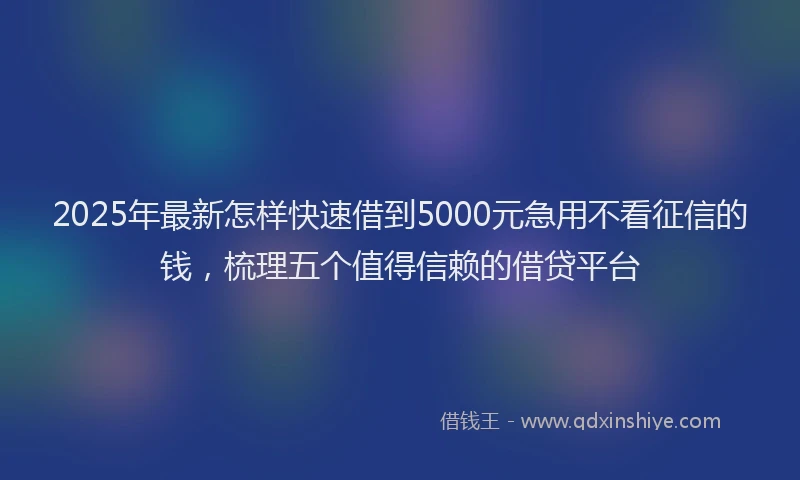2025年最新怎样快速借到5000元急用不看征信的钱，梳理五个值得信赖的借贷平台