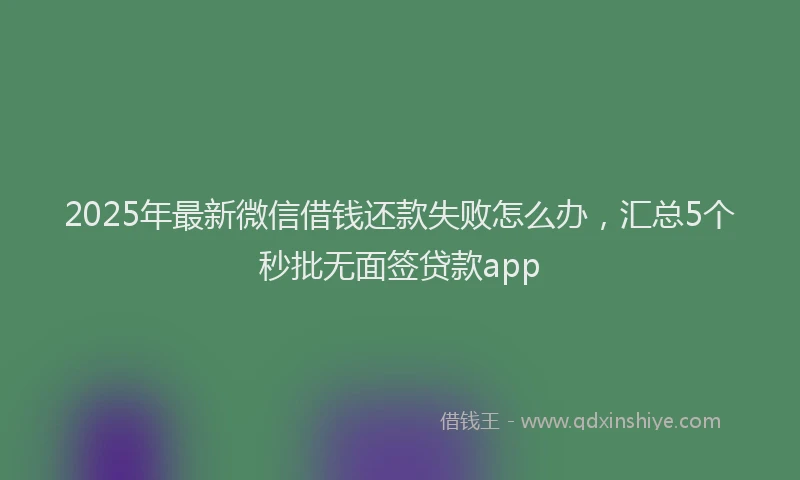 2025年最新微信借钱还款失败怎么办，汇总5个秒批无面签贷款app