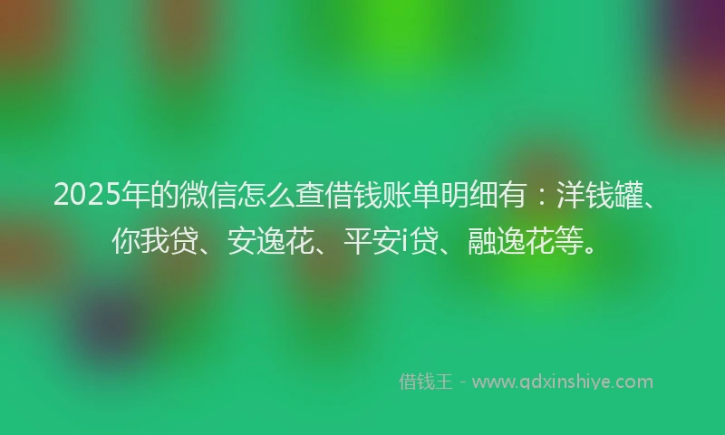2025年的微信怎么查借钱账单明细有：洋钱罐、你我贷、安逸花、平安i贷、融逸花等。