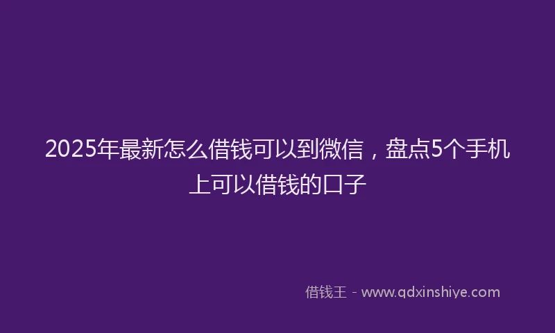 2025年最新怎么借钱可以到微信，盘点5个手机上可以借钱的口子