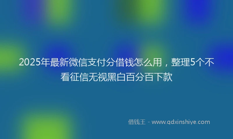 2025年最新微信支付分借钱怎么用，整理5个不看征信无视黑白百分百下款