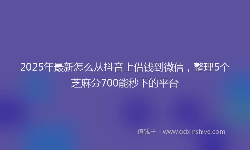 2025年最新怎么从抖音上借钱到微信，整理5个芝麻分700能秒下的平台