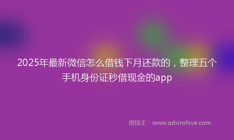 2025年最新微信怎么借钱下月还款的，整理五个手机身份证秒借现金的app