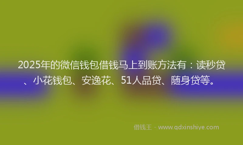 2025年的微信钱包借钱马上到账方法有：读秒贷、小花钱包、安逸花、51人品贷、随身贷等。