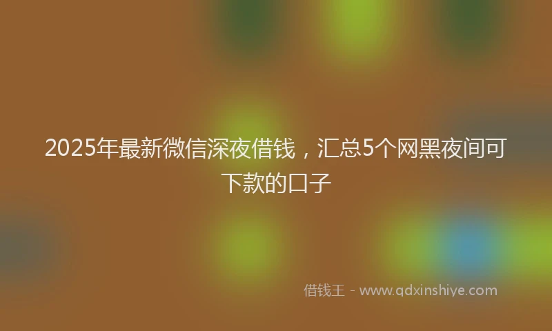 2025年最新微信深夜借钱，汇总5个网黑夜间可下款的口子