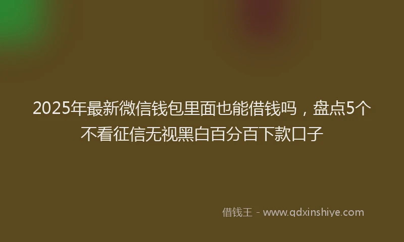 2025年最新微信钱包里面也能借钱吗，盘点5个不看征信无视黑白百分百下款口子