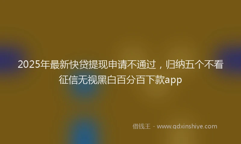 2025年最新快贷提现申请不通过，归纳五个不看征信无视黑白百分百下款app