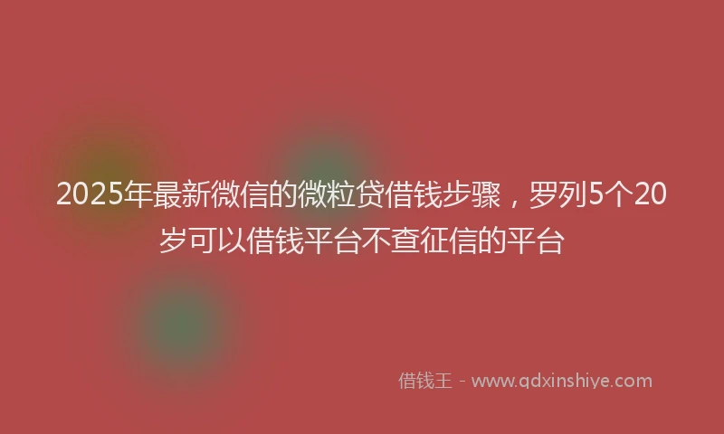 2025年最新微信的微粒贷借钱步骤，罗列5个20岁可以借钱平台不查征信的平台